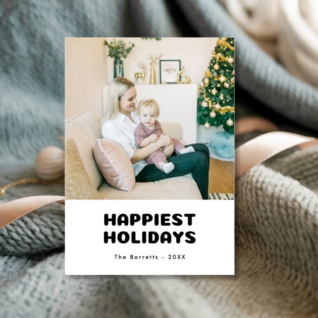 Happiest Holidays Modern Family Photo Christmas Holiday Card (Creator Uploaded)