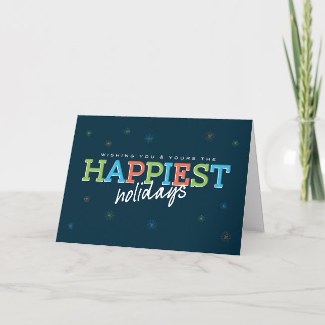 Happiest Holidays Navy Holiday Card (Front)