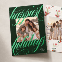 Happiest Holidays Oversized Calligraphy Dark Green