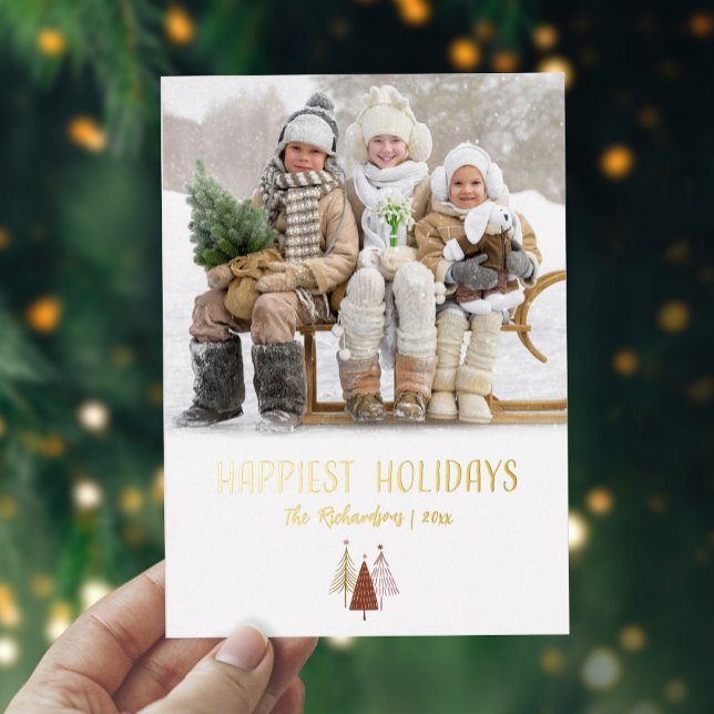 Happiest Holidays Photo Personalised Elegant Gold Foil Holiday Card (Happiest Holidays Photo Personalized Elegant Gold Foil Holiday Card)