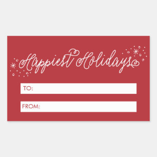 Happiest Holidays Script Gift Label