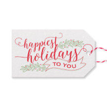 Happiest Holidays Script Gift Tags