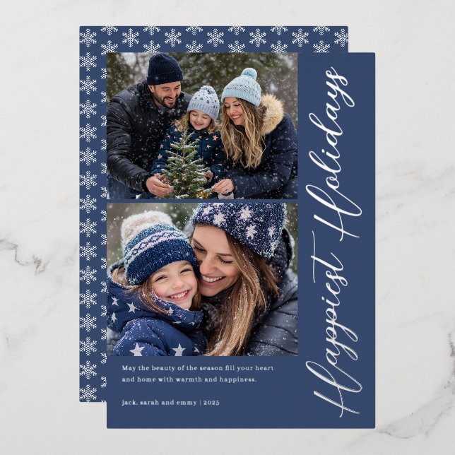 Happiest Holidays Snowflake Photo Card (Front/Back)