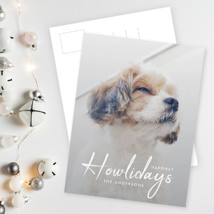 Happiest Howlidays Dog Photo Christmas Minimal Holiday Postcard