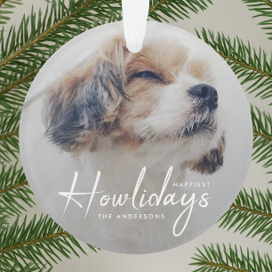 Happiest Howlidays Dog Photo Christmas Minimal Ornament