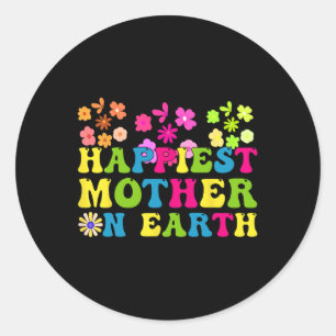 Happiest Mama On Earth Groovy Happy Mother's Day R Classic Round Sticker