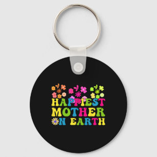 Happiest Mama On Earth Groovy Happy Mother's Day R Key Ring