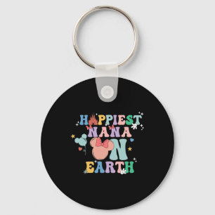 Happiest Nana On Earth Groovy Mum Mother's Day 2 Key Ring
