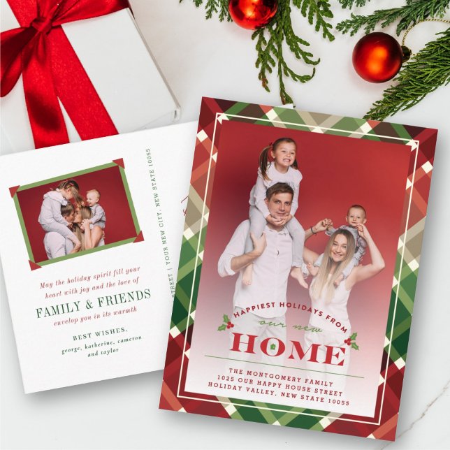 Happiest New Home Plaid Photo Moving Announcement (Creator Uploaded)