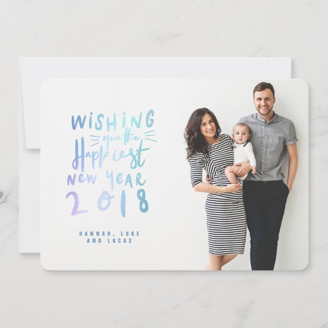HAPPIEST NEW YEAR (FULL BLEED PHOTO) UNICORN HOLIDAY CARD (Front)