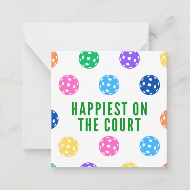 Happiest on the Court Pickleball Notecard (Front)