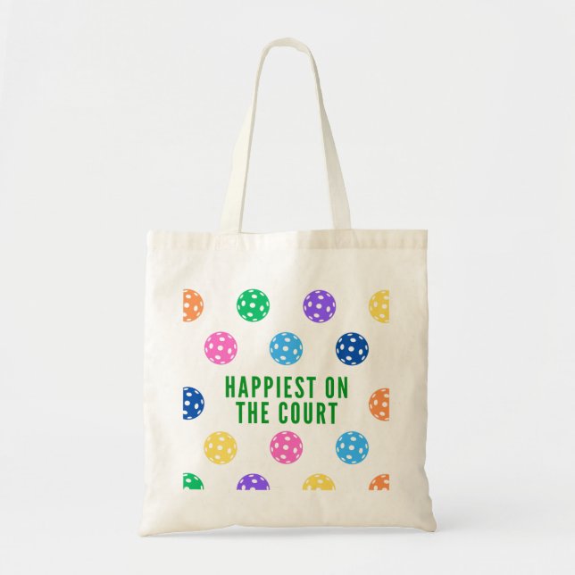 Happiest on the Court Pickleball Tote (Front)