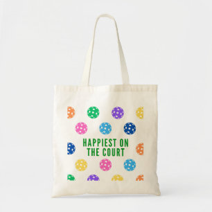 Happiest on the Court Pickleball Tote Bag