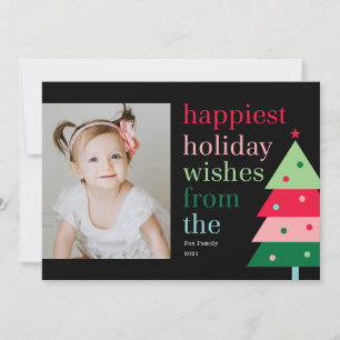 Happiest Tree Fun Modern Holiday Photo Card