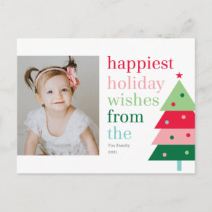 Happiest Tree Fun Modern Holiday Postcard