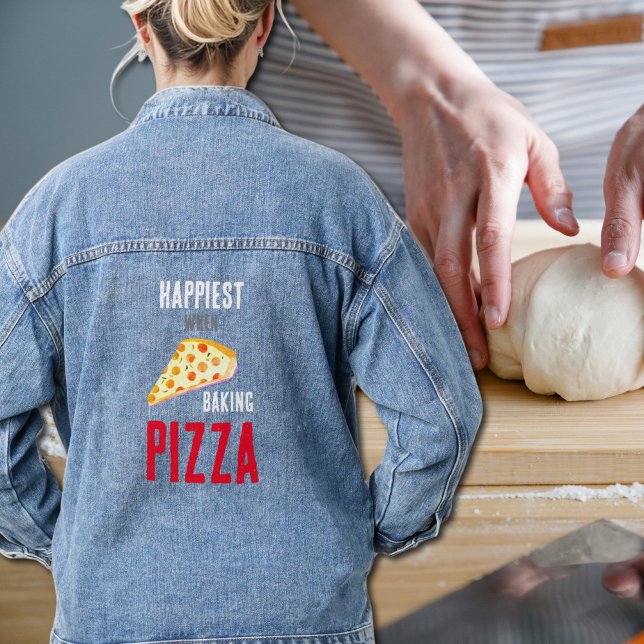 Happiest  when   baking Pizza  Denim Jacket (Creator Uploaded)