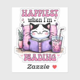Happiest When I'm Reading cute cat