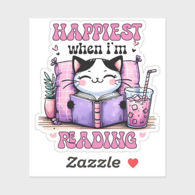 Happiest When I'm Reading cute cat (Sheet)