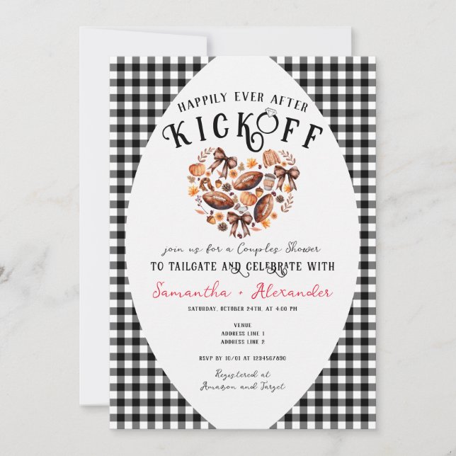Happily After Kickoff Fall Tailgate Couples Shower Invitation (Front)