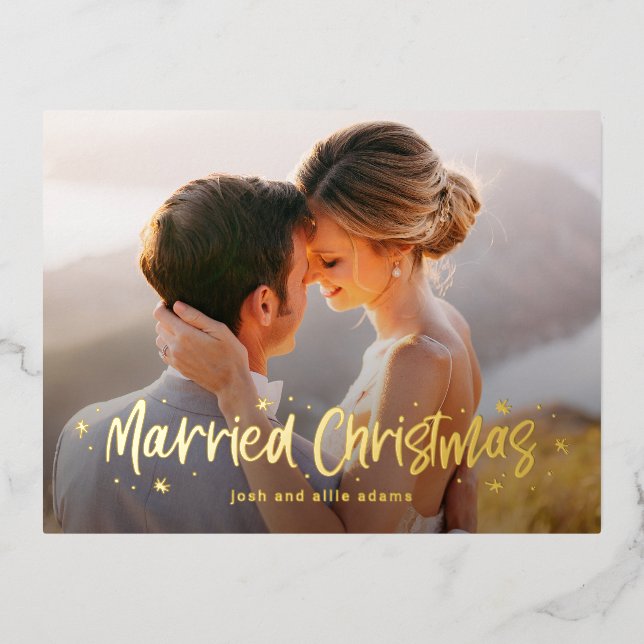 Happily Drawn Married Christmas Real Foil Postcard (Front)