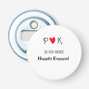 Happily Engaged add couple name letter date year h Bottle Opener
