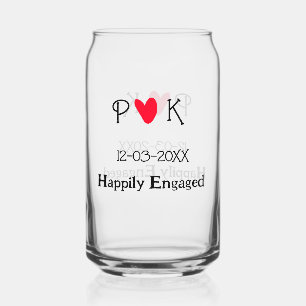 Happily Engaged add couple name letter date year h Can Glass