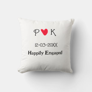 Happily Engaged add couple name letter date year h Cushion
