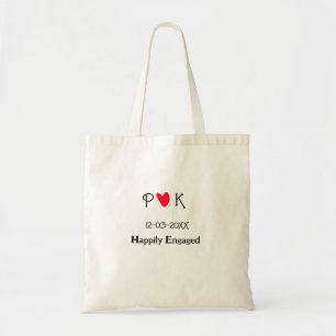 Happily Engaged add couple name letter date year h Tote Bag