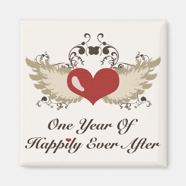 Happily Ever After 1st Anniversary Wedding Magnet (Front)