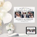 Happily Ever After 3 Photo Wedding Welcome Script Poster<br><div class="desc">Welcome wedding guests to your ceremony or reception with an elegant custom 3 photo collage 18"x24" poster. Pictures and all text are simple to personalise. (IMAGE PLACEMENT TIP: An easy way to centre a photo exactly how you want is to crop it before uploading to the Zazzle website.) The modern...</div>