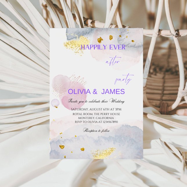 Happily Ever After abstract colour Wedding Party Invitation (Creator Uploaded)