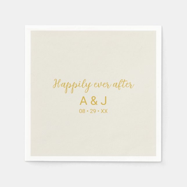 Happily Ever After Alabaster White Gold Monogram Napkin (Front)