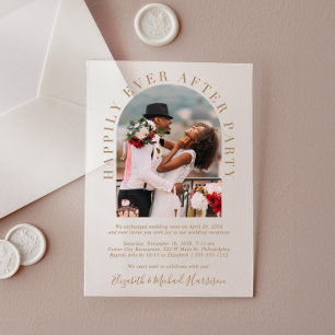 Happily Ever After Arch Photo Wedding Reception Acrylic Invitations