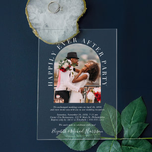 Happily Ever After Arch Photo Wedding Reception Acrylic Invitations