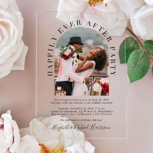 Happily Ever After Arch Photo Wedding Reception Acrylic Invitations