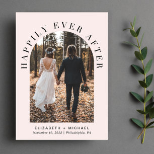 Happily Ever After Arch Photo Wedding Reception Announcement