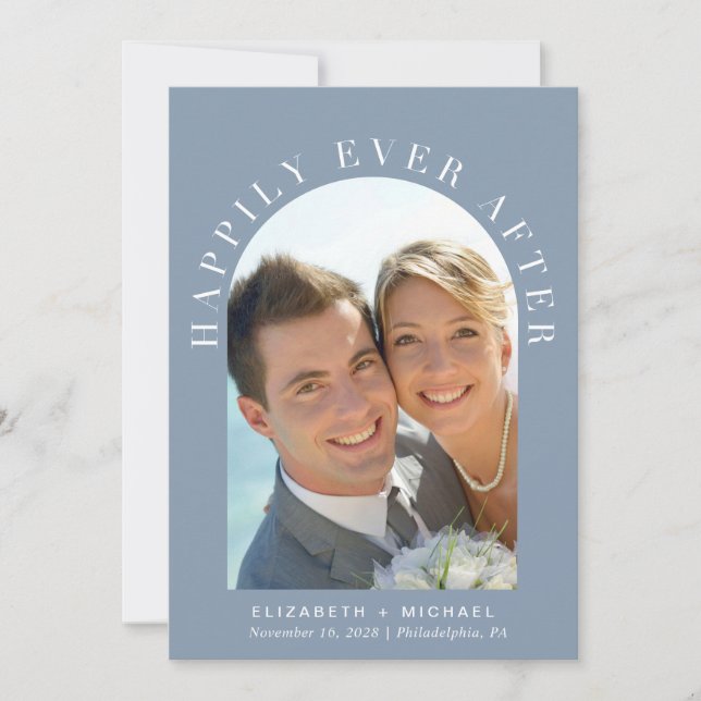 Happily Ever After Arch Photo Wedding Reception Announcement (Front)
