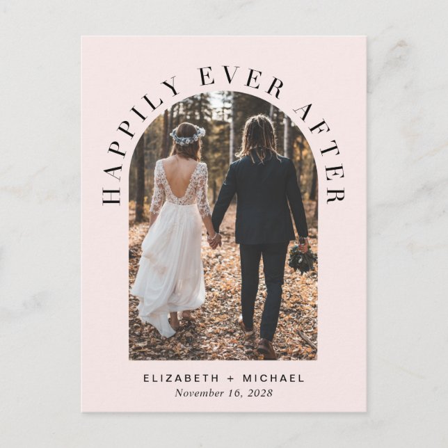 Happily Ever After Arch Photo Wedding Reception Announcement Postcard (Front)