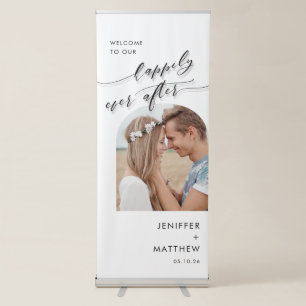 Happily Ever After Arch Photo Welcome Wedding Retractable Banner