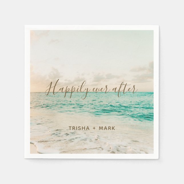 Happily Ever After Beach Wedding Napkin (Front)