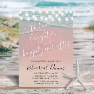 Happily Ever After Beach Wedding Rehearsal Dinner Invitation