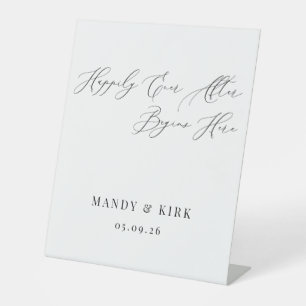 Happily Ever After Begins Here Wedding Backdrop Pedestal Sign
