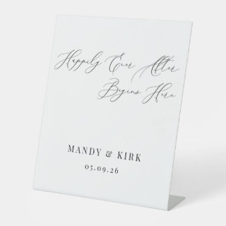 Happily Ever After Begins Here Wedding Backdrop  Pedestal Sign