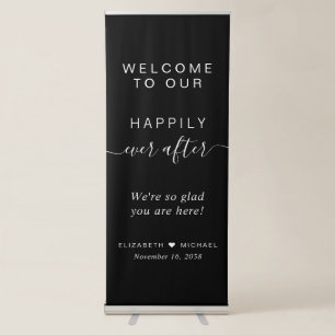Happily Ever After Black Wedding Welcome Retractable Banner
