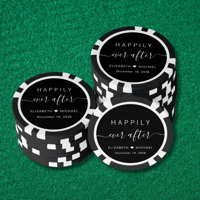 Happily Ever After Black White Wedding Poker Chips (Creator Uploaded)
