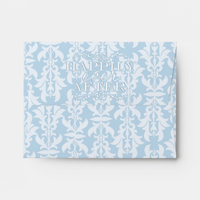 HAPPILY EVER AFTER Blue Invitation Envelope (Back (Top Flap))
