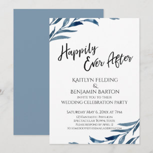 Happily Ever After Blue Leaves Reception-Only Invitation