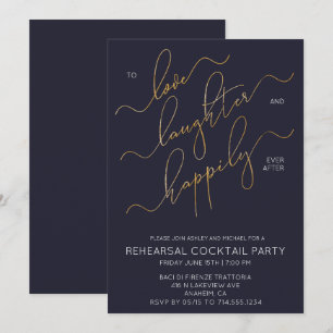 Happily Ever After Blue Rehearsal Dinner Invite