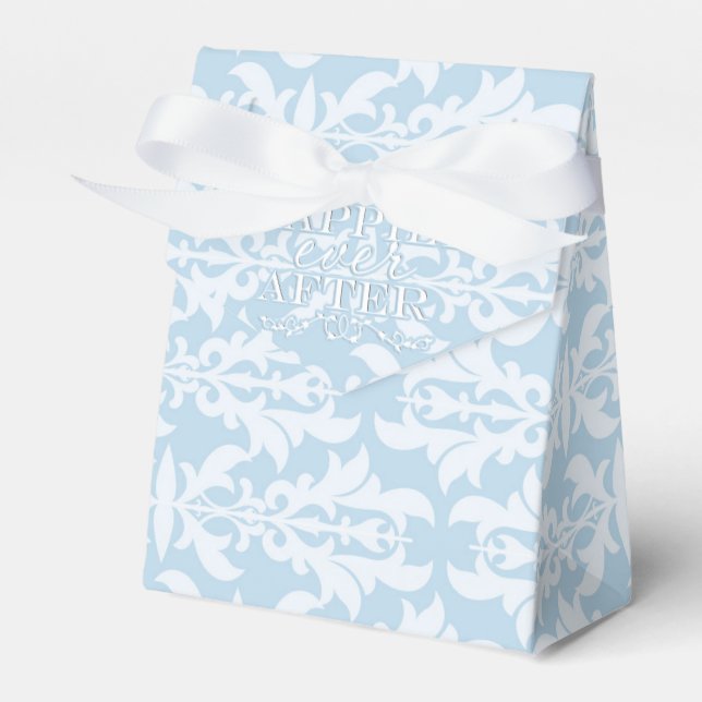 HAPPILY EVER AFTER Blue Wedding Party Favour Boxes (Front Side)