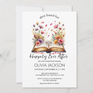 Happily ever after Book and Ring Bridal Shower Invitation